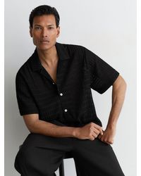 Reiss - Chevron-Crochet Cuban-Collar Shirt - Lyst