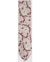 Reiss - Giovanni - Tobacco/oatmeal Silk Paisley Print Tie, One - Lyst