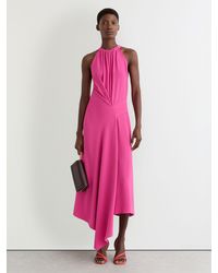 Reiss - Drape-Detail Sleeveless Midi Dress - Lyst