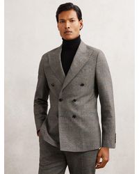 Reiss - Wool Double-Breasted Check Tailored-Fit Suit Blazer - Lyst