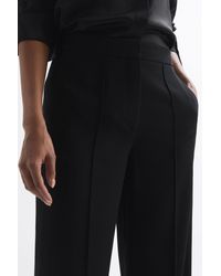 Reiss - Aleah - Black Petite Pull On Wide Leg Trousers - Lyst