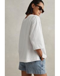 Reiss - Cassie - White Oversized Cotton Crew Neck T-shirt - Lyst