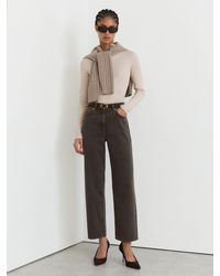 Reiss - Selin - Mushroom Brown Petite Mid-rise Straight-leg Jeans, Us 24 - Lyst