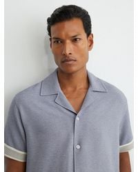 Reiss - Textured Stripe-Tape Cuban-Collar Shirt - Lyst