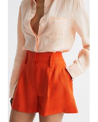 Reiss - Hollie - Orange Linen Pleat Front Shorts - Lyst