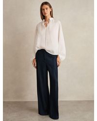 Reiss - Denim-Look Wide-Leg Trousers - Lyst