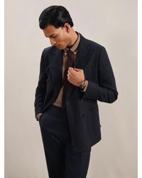 Reiss - Kin Linen Double-Breasted Suit Slim-Fit Blazer - Lyst