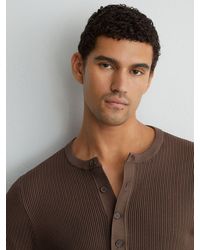 Reiss - Ribbed Long-Sleeve Henley Top - Lyst