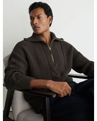 Reiss - Cotton-Blend Textured-Knit Half-Zip Jumper - Lyst