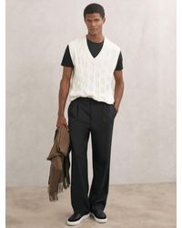 Reiss - Cable-Knit V-Neck Vest With Wool - Lyst