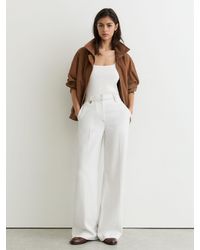 Reiss - Kaia Lyocell Topstitched Wide-Leg Trousers - Lyst