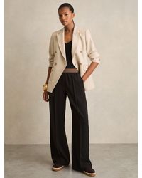 Reiss - Wilde - Black Wide-leg Elasticated-waist Trousers, Us 8 R - Lyst