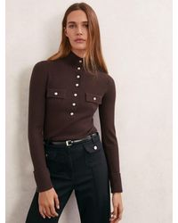Reiss - Wool Funnel-Neck Half-Button Jumper - Lyst
