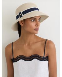 Reiss - Ribbon-Trim Straw-Effect Hat, S & M - Lyst