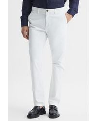Reiss - Pitch - White Slim Fit Washed Cotton Blend Chinos, 30 - Lyst