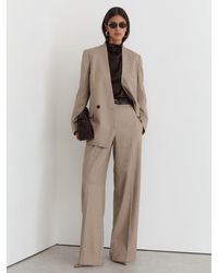 Reiss - Juniper - Neutral Wool-blend Wide-leg Suit Trousers, Us 8 Regular - Lyst