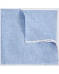 Reiss - Siracusa - Sky Blue Melange Linen Contrast Trim Pocket Square, One - Lyst