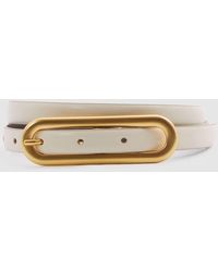 Reiss - Chaya - Off White Thin Leather Elongated Buckle Belt - Lyst