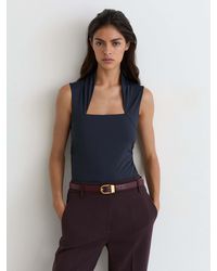 Reiss - Square-Neck Ruched Sleeveless Top - Lyst