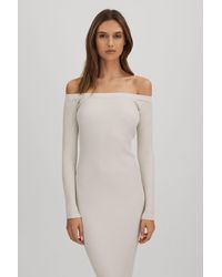 GOOD AMERICAN - Good Cloud White Good Ribbed Off The Shoulder Maxi Dress - Lyst