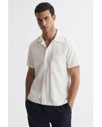 Reiss - Tokyo - Ecru Cuban Collar Button-through Shirt - Lyst