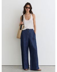 Reiss - Linen Wide-Leg Trousers - Lyst
