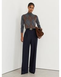 Reiss - Petite Wool-Blend Wide-Leg Pleated Trousers - Lyst