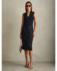 Reiss - Textured Pencil Midi Suit Skirt - Lyst
