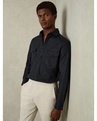 Reiss - Stretch-Cotton Twill Twin-Pocket Overshirt - Lyst