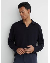 Reiss - Merino Wool Open-Collar Polo Jumper - Lyst