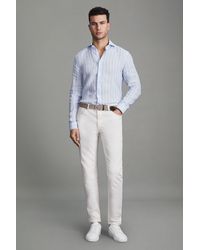 Reiss - Ruban - Soft Blue Pin Stripe Linen Button-through Shirt - Lyst