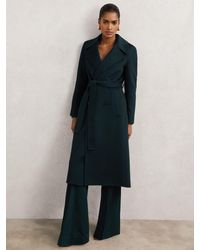 Reiss - Rene - Green Double-breasted Blindseam Coat Wool-blend, Us 2 - Lyst
