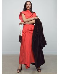 Reiss - Petite Asymmetric Draped Midi Dress - Lyst