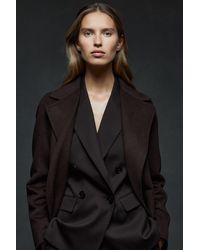 Reiss - Lucia Chocolate Petite Wool-Blend Double-Breasted Blindseam Coat - Lyst