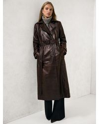 Reiss - Leather Double-Breasted Trench Coat - Lyst