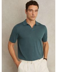 Reiss - Merino Wool Open Collar Polo Shirt - Lyst