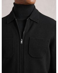 Reiss - Roberto - Black Four-pocket Zip-through Cardigan, Xxl - Lyst