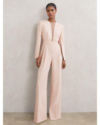 Reiss - Plunge-Neck Split-Sleeve Jumpsuit - Lyst