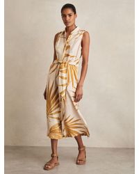 Reiss - Palm-Print Sleeveless Shirt Dress - Lyst