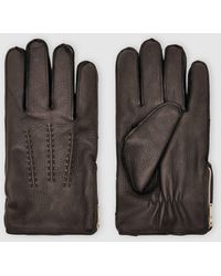 Reiss - Lowa - Dark Brown Iowa Leather Zip-side Gloves, S - Lyst