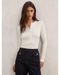 Reiss - Stretch-Cotton Half-Button Top - Lyst
