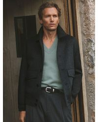 Reiss - Deluca - Charcoal Grey Wool-blend Flap-pocket Bomber Jacket, S - Lyst