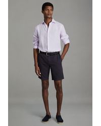Reiss - Ezra - Navy Cotton Blend Internal Drawstring Shorts - Lyst