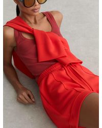 Reiss - Bea - Coral Red Premium Interlock Drawstring Shorts, M (us 8-10) - Lyst
