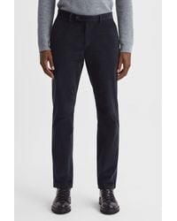 Reiss - Strike - Navy Slim Fit Brushed Cotton Trousers - Lyst