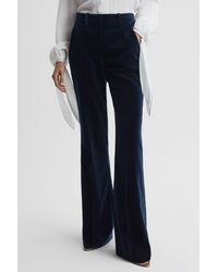 Reiss - Bree - Navy Velvet Flared Suit Trousers, Uk 4 R - Lyst
