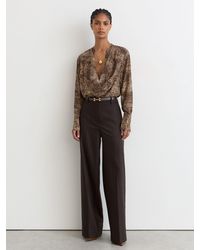 Reiss - Matte Silk Printed Draped Shirt - Lyst