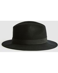 Reiss - Ashbourne - Black Wool Fedora Hat, Uk S/m - Lyst