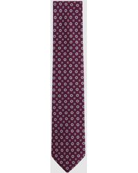 Reiss - Budelli - Bordeaux Silk Floral Medallion Tie, One - Lyst