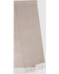 Reiss - Jack - Oatmeal Wool-cashmere Check Scarf, One - Lyst